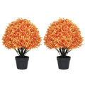 24" Artificial Cypress Ball Plants Outdoor, Fall Topiary Trees