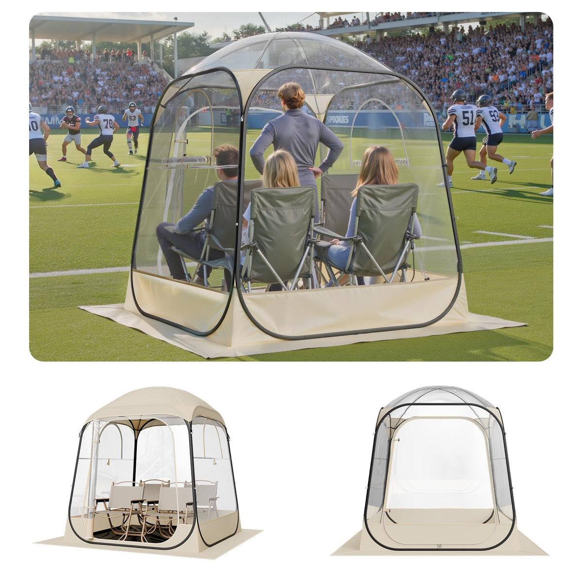 VEVOR Pop up Sports Tent, 8 Sizes Optional Clear Bubble Tent for 1-6 Person, Waterproof Outdoor Pod with Floor Mat & Top Cover, Garden Igloo Dome Tents Camping Shelter for Sports Watching