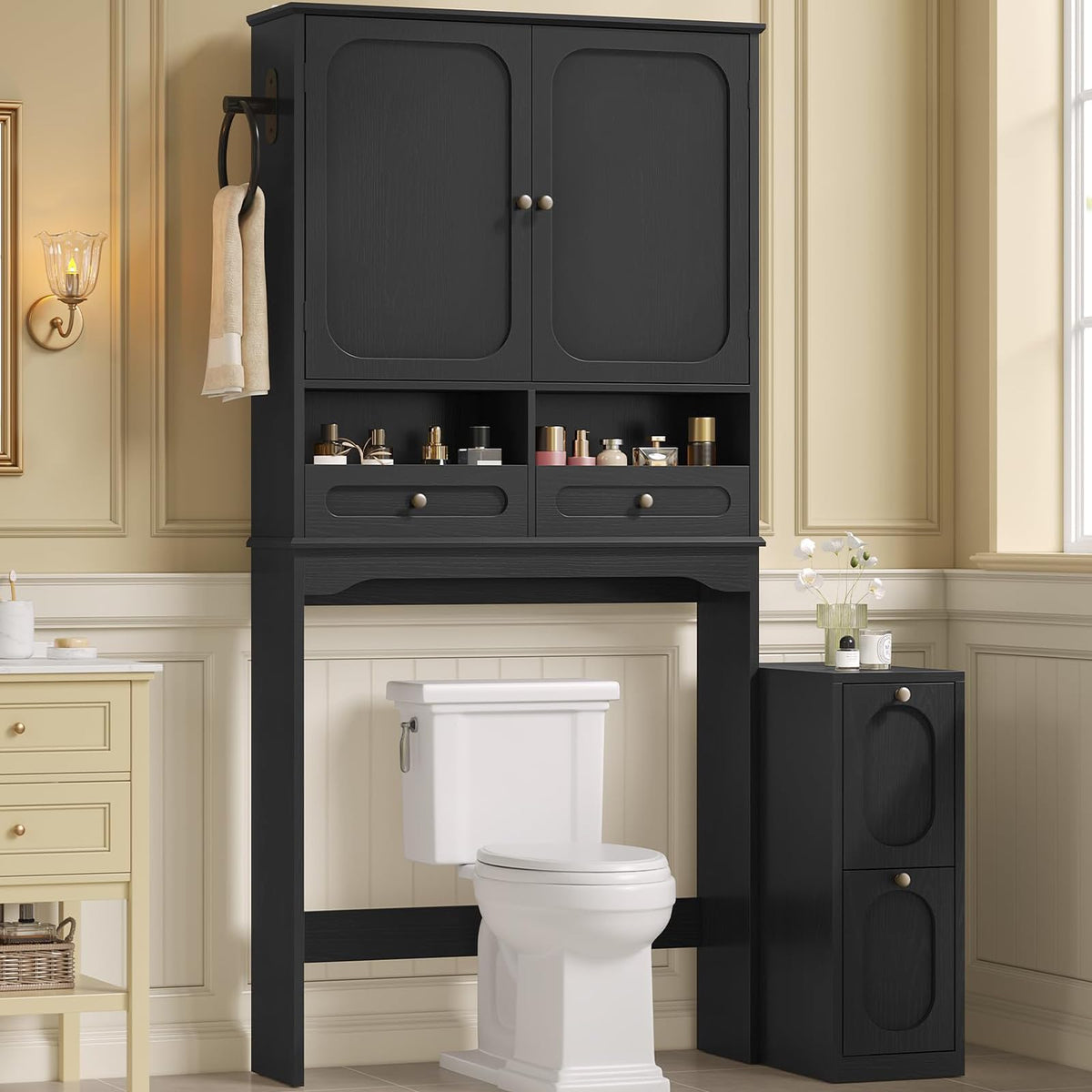 Over the Toilet Storage Cabinet with Mobile Storage Cabinet