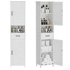Homhedy 67" H Tall Bathroom Storage Cabinet with Barn Doors and Drawer