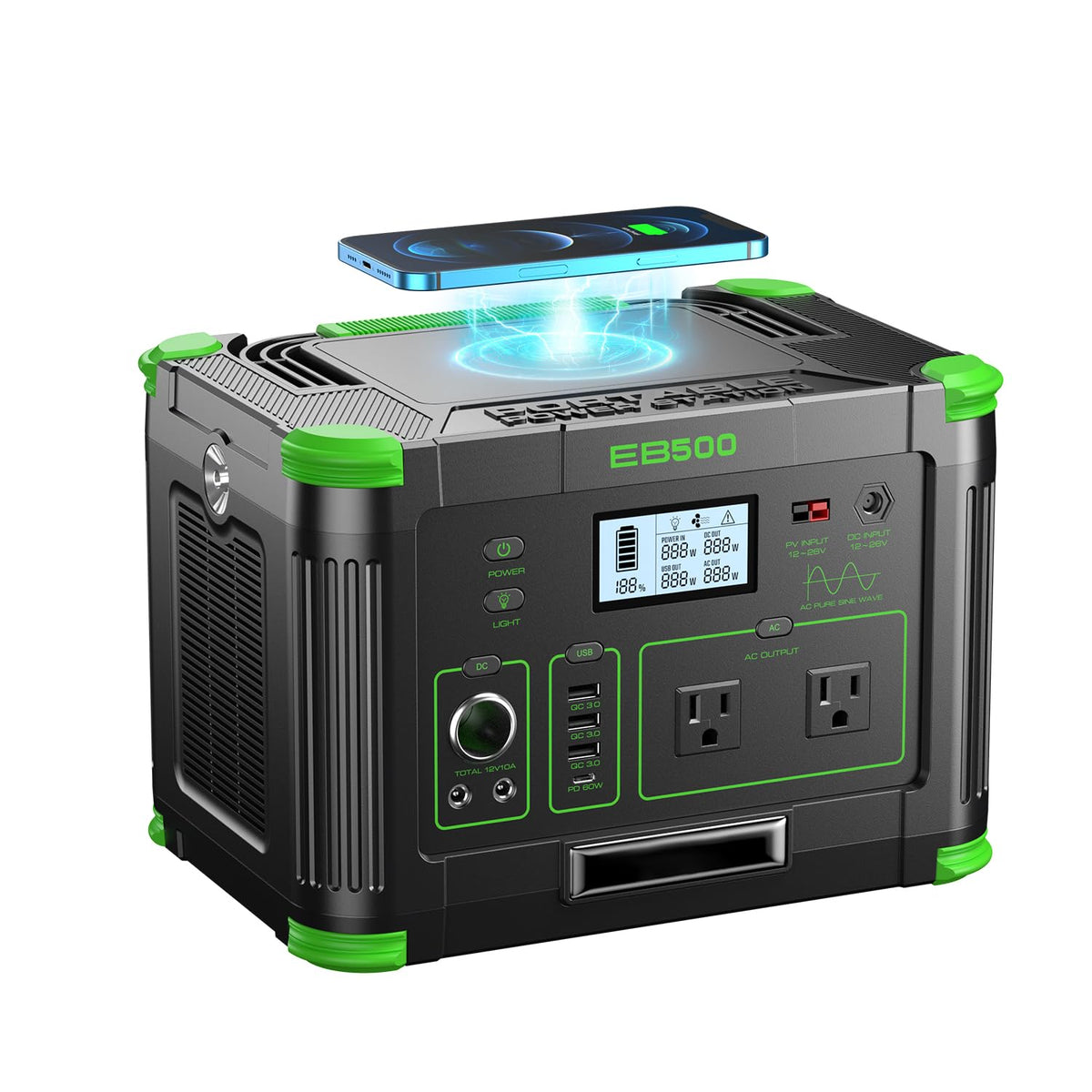 1000W Portable Power Station 999Wh, Solar Generator for Outdoor Emergency