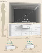 SONGMICS Dresser with 9 Fabric Drawers, TV Stand for TVs Up to 70 Inches