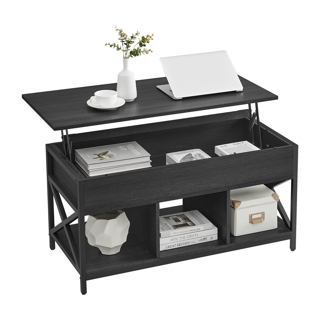 VASAGLE Lift Top Coffee Table with Storage Shelf, 3 Compartments