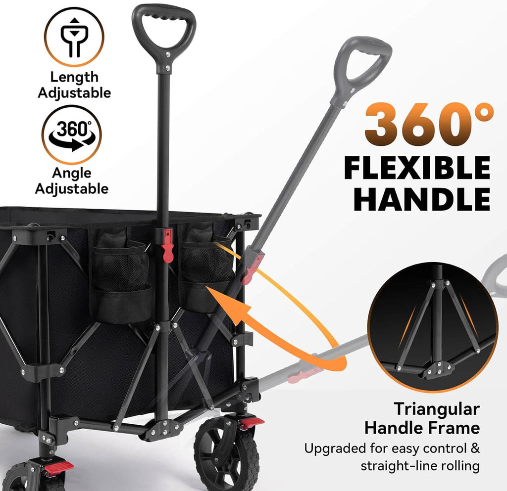 Hikenture Wagons Carts Foldable 330LBS, Heavy Duty Collapsible Wagon