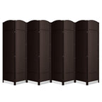 6 Panel Folding Room Divider,Woven Privacy Screen,Light Beige