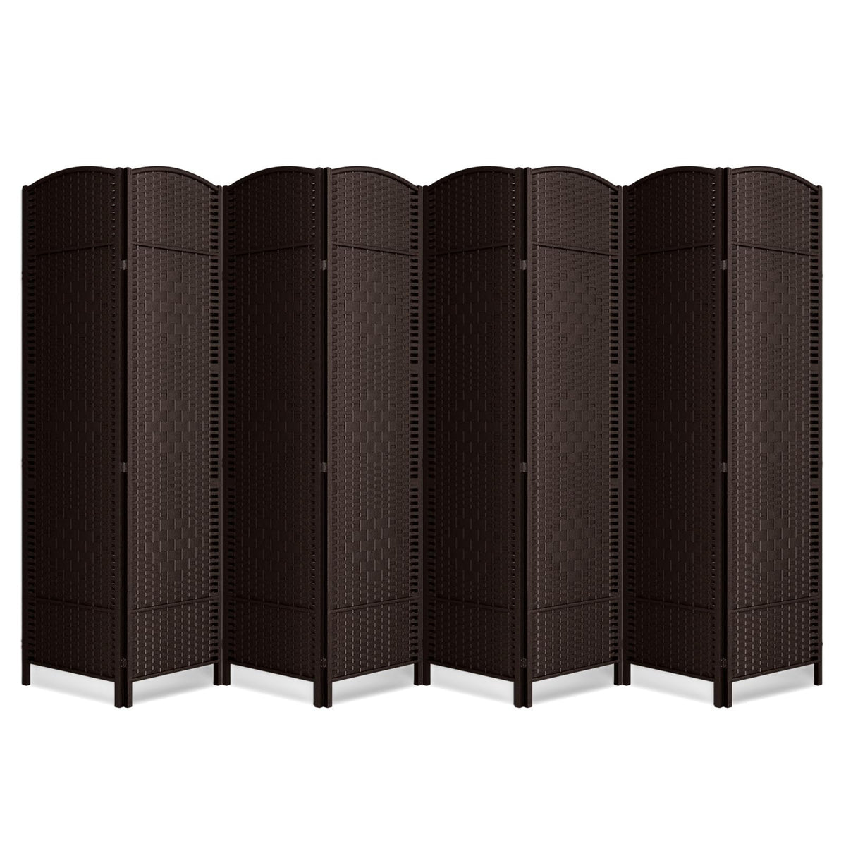 6 Panel Folding Room Divider,Woven Privacy Screen,Light Beige