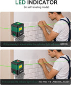 Nikotek Laser Level, Self-leveling Green Line Laser With Horizontal and Vertical Lines for Construction and Picture Hanging, Battery Included (NK01G)