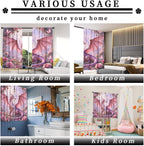 Dreamy Pink Wildlife Dragon Curtains-Fantasy Medieval Castle Rod Pocket Back Tab Window Drapes,Mythological Dragon Floral Roses Thermal Insulated Blackout Curtain,2pcs,Each 52“W x 96”L
