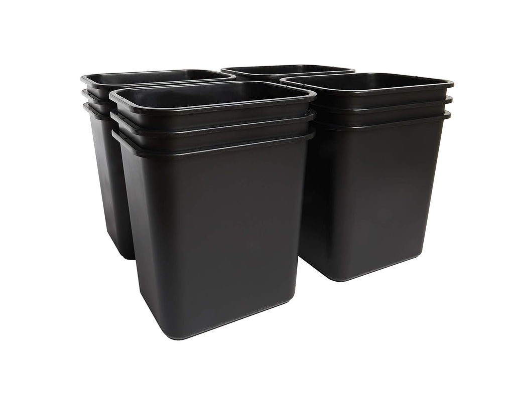 United Solutions 7.7 Gallon Trash Wastebasket, 12 Pack, Black, Under Desk