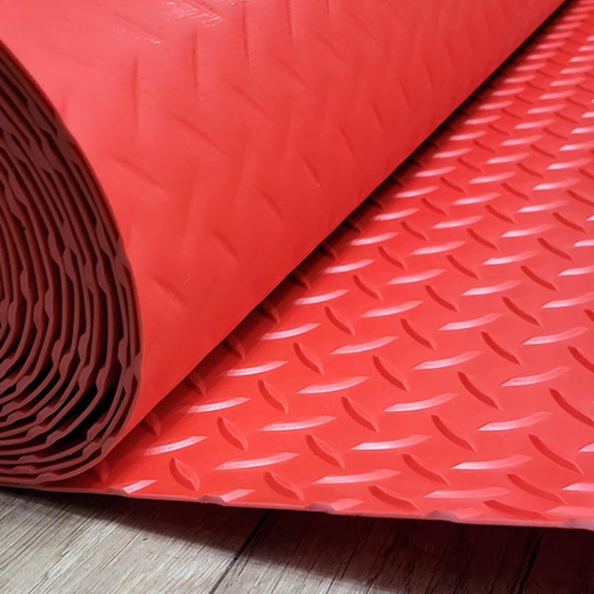 UrbanUp Garage Floor Mat Rubber Diamond Plate Garage Floor Mat, DIY Garage Flooring Roll Flexible, Gym/Camping/Ladder Mats(Red,1.5x2m (4.9 x 6.6ft))