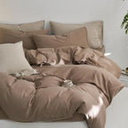 MooMee Upgraded Softer Duvet Cover Set 100% Washed Cotton Twill King