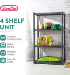 Sterilite 4 Shelf Unit, Heavy-Duty Plastic Utility Storage Rack, 2-Pack