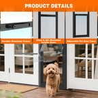 Dog Door for Sliding Glass Doors, 74.8'' to 80.7'' Height Adjustable Pet Door with 13.38'' Wide & 16.1" × 10.2" Pet Opening, Insert Pet Door with Security Lock for Small & Medium Dogs