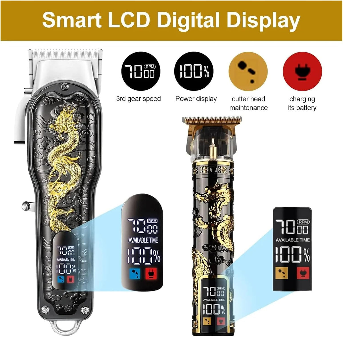 Razors Hair Clipper Electric LCD Hair Trimmer Cordless Shaver Trimmer 0mm Men Barber Hair Cutting Machine for Men Rechargeable USB(2)
