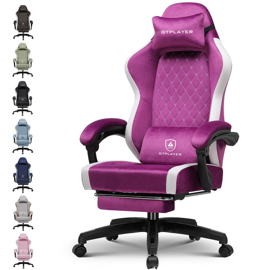 GTPLAYER Gaming Chair, Computer Office Chair with Pocket Spring Cushion, Linkage Armrests and Footrest, High Back Ergonomic Computer Chair with Lumbar Support Task Chair with Footrest(Black)