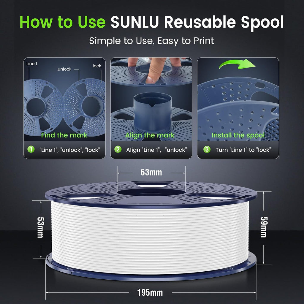 SUNLU PLA Plus Filament 1.75mm, 10KG Bundle, Black & White