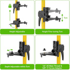 Huepar 12 Ft./3.7M Professional Laser Level Pole with Tripod and 1/4-Inch by 20-Inch Laser Mount for Rotary and Line Lasers, Adjustable Telescoping Laser Pole with 5/8"-11 Threaded Adapter-LP36A