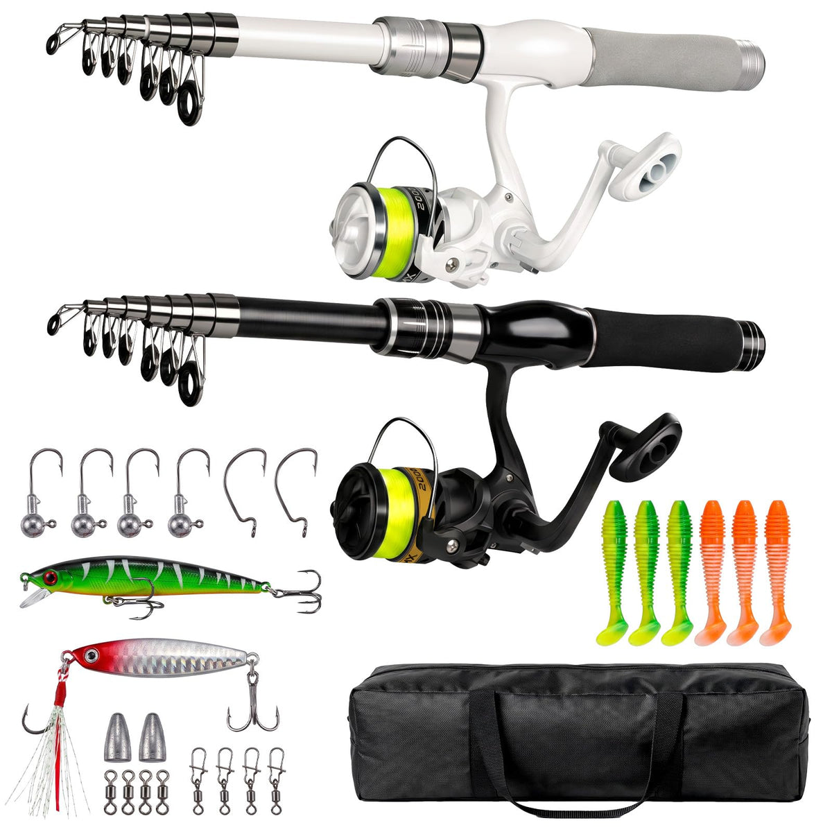 Fishing Rod and Reel Combo, Collapsible Carbon Fiber Fishing Rod
