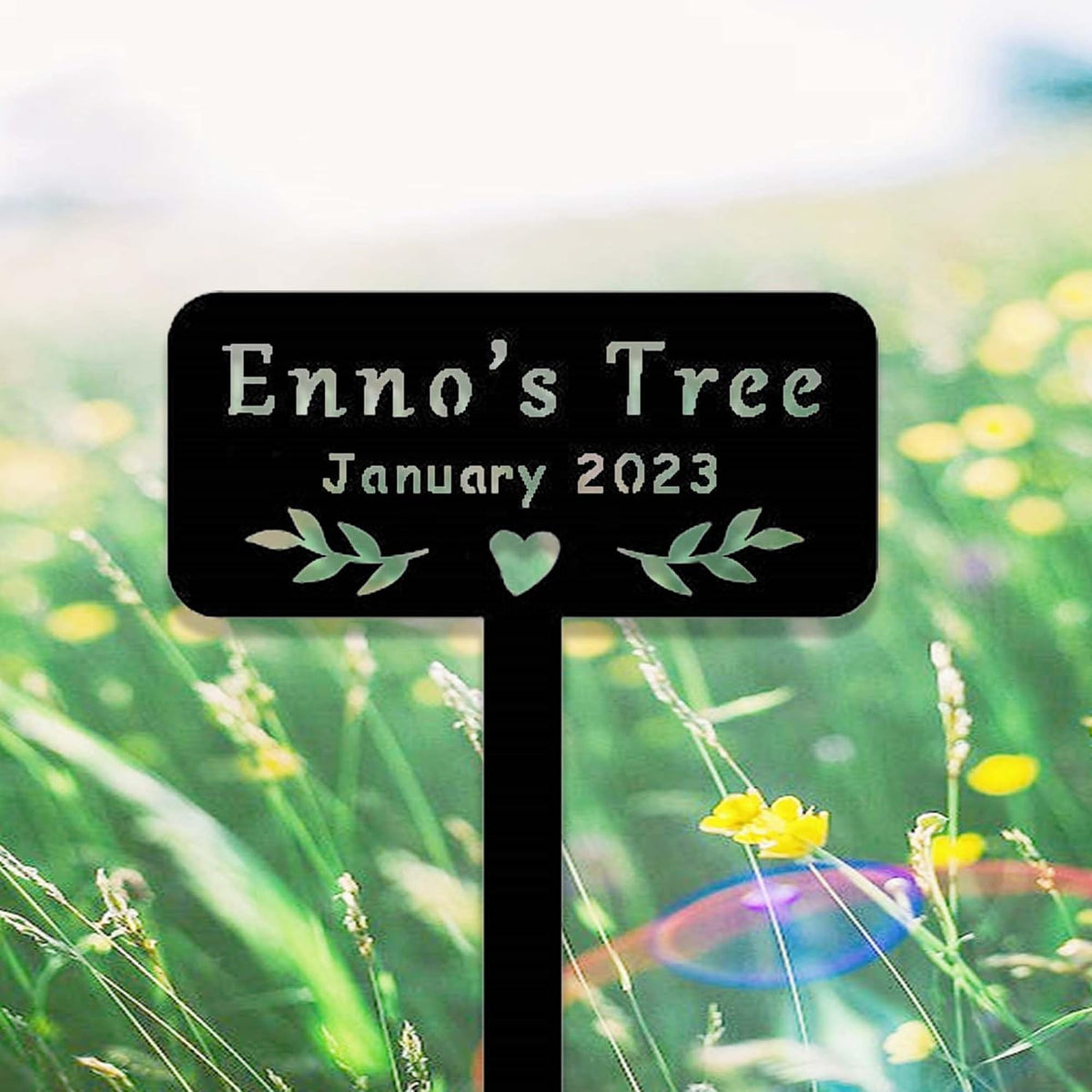 Custom Metal Memorial Tree Sign with Stake Tree Yard Garden Stake Personalized Tree Memorial Plaque Marker Tree Name Plate Garden Sign Outdoor Garden Yard Decor Art