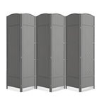 6 Panel Folding Room Divider,Woven Privacy Screen,Light Beige