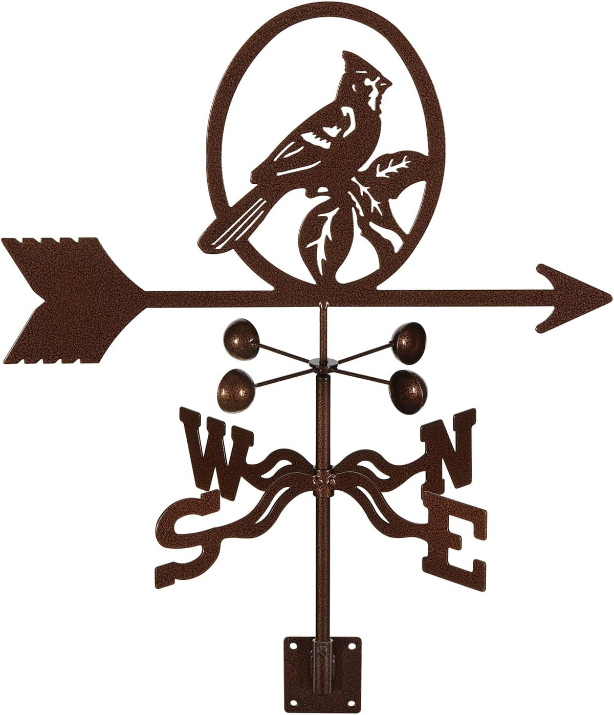 EZ Vane Steel Cardinal Bird Weathervane with Wind Cups — Post Mount