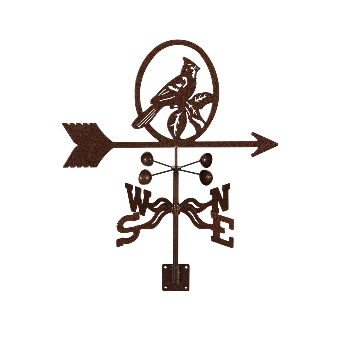 EZ Vane Steel Cardinal Bird Weathervane with Wind Cups — Post Mount