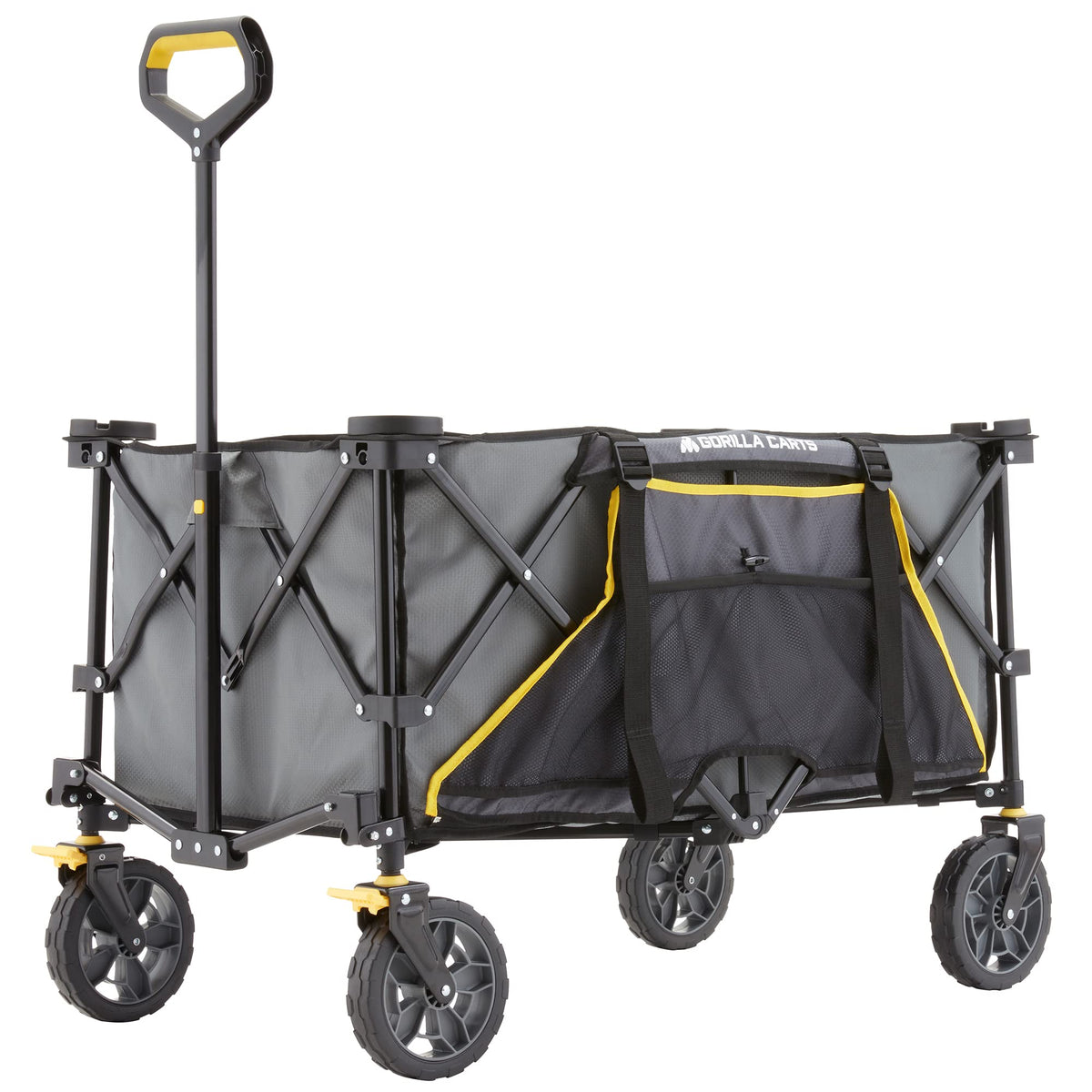 Gorilla Carts Collapsible Folding Outdoor Utility Wagon, 7 Cu Ft, Black