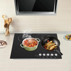 4 Burners Electric Cooktop, 30 Inch 3700W Electric Ceramic Cooktop Built-in Electric Stove Top with 5 Heating Levels, Kid Safety Lock and Timer, 110V for Hard Wire (No Plug)