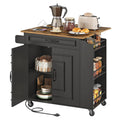 RALGEND Kitchen Island with Power Outlets & Drop Leaf, Small Rolling Kitchen Cart on Wheels, Kitchen Storage Island with Spice Rack, Mobile Island Table for Kitchen, Dinning, White and Natural