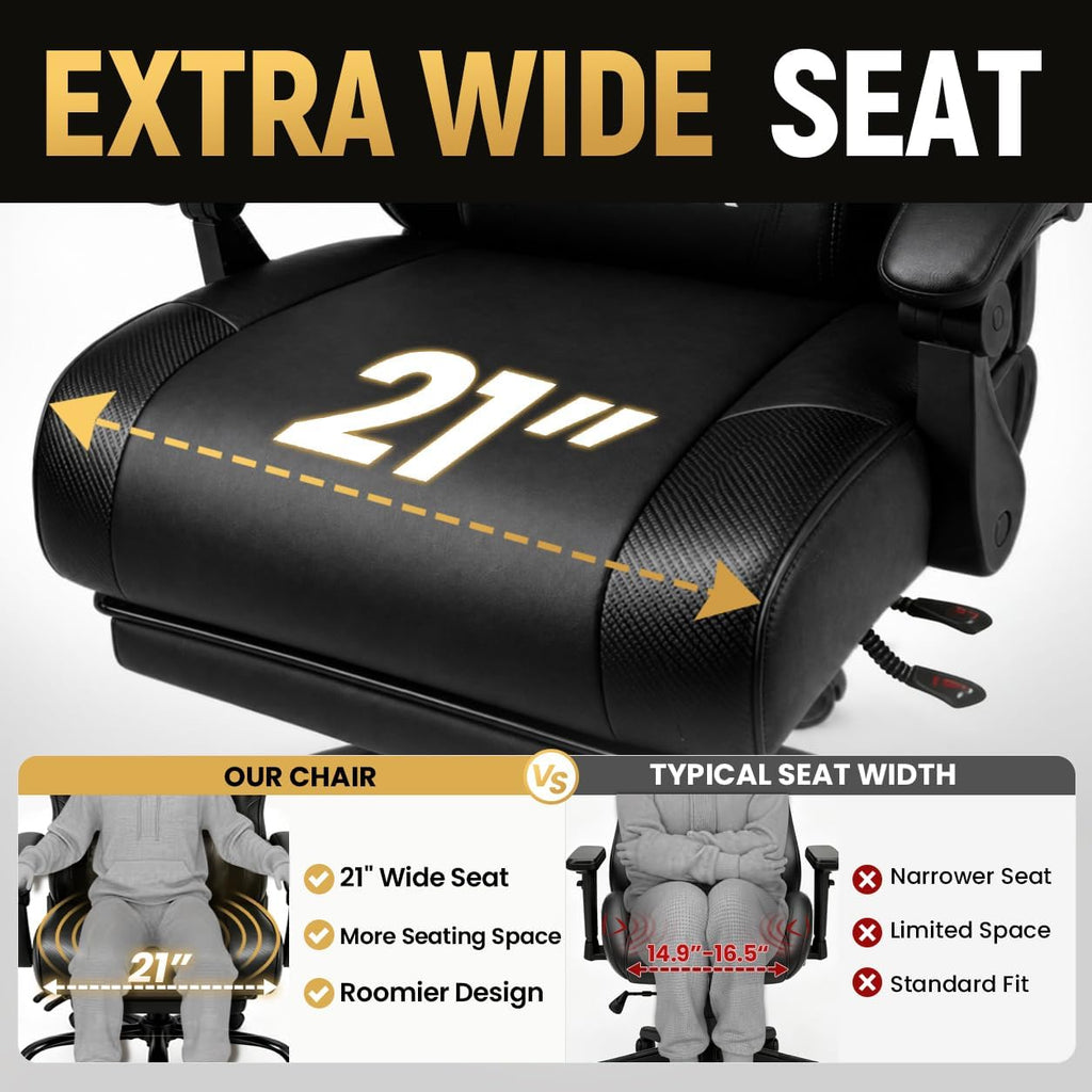 Video Gaming Chair for Adults with Footrest, Ergonomic Computer Chair,Black