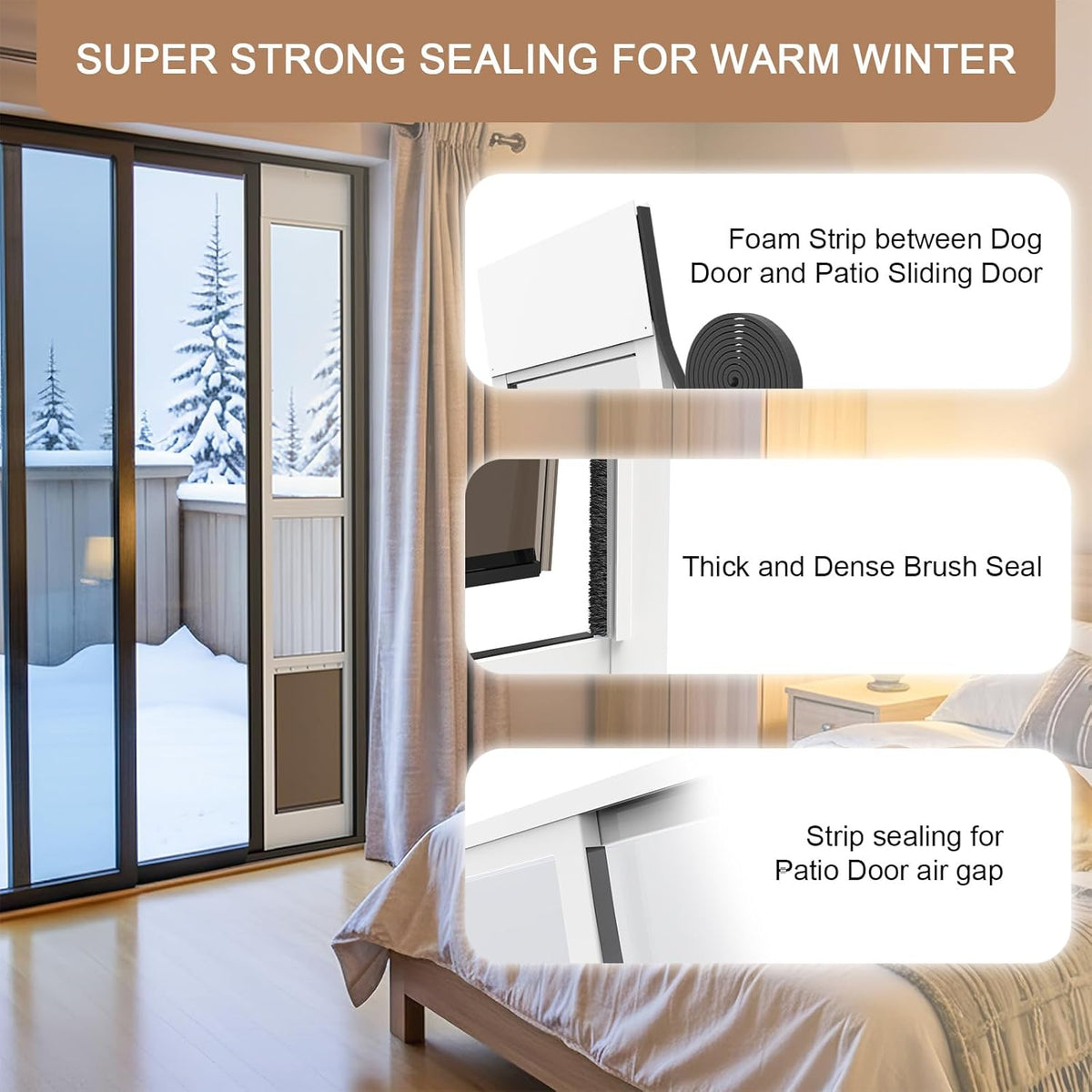 Aluminum Large Dog Door for Sliding Glass Door, White