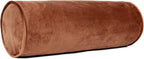 Sherry Kline Velvet Neck Bolster Pillows Set of 2, Plush Velvet Decorative Cylinder Throw Pillows for Couch, Sofa & Bed, Round Accent Pillow, Back & Neck Support, Brown, 18" x 6"