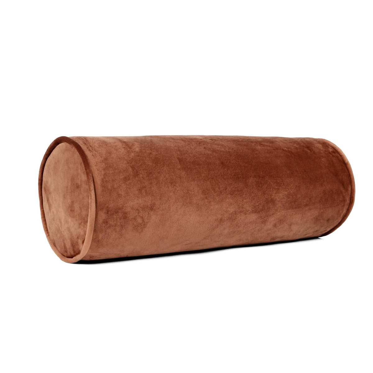 Sherry Kline Velvet Neck Bolster Pillows Set of 2, Plush Velvet Decorative Cylinder Throw Pillows for Couch, Sofa & Bed, Round Accent Pillow, Back & Neck Support, Brown, 18" x 6"
