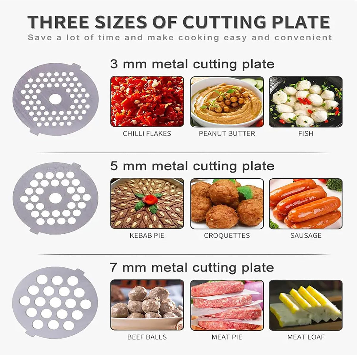 Portable Meat Mincer, 350WElectric Meat Grinder with Aluminum Alloy Tray, 3 Different Hole Diameter Cutting Boards and Removable Parts, Time & Effort Saving and Easy to Clean, for Home, Kitchen