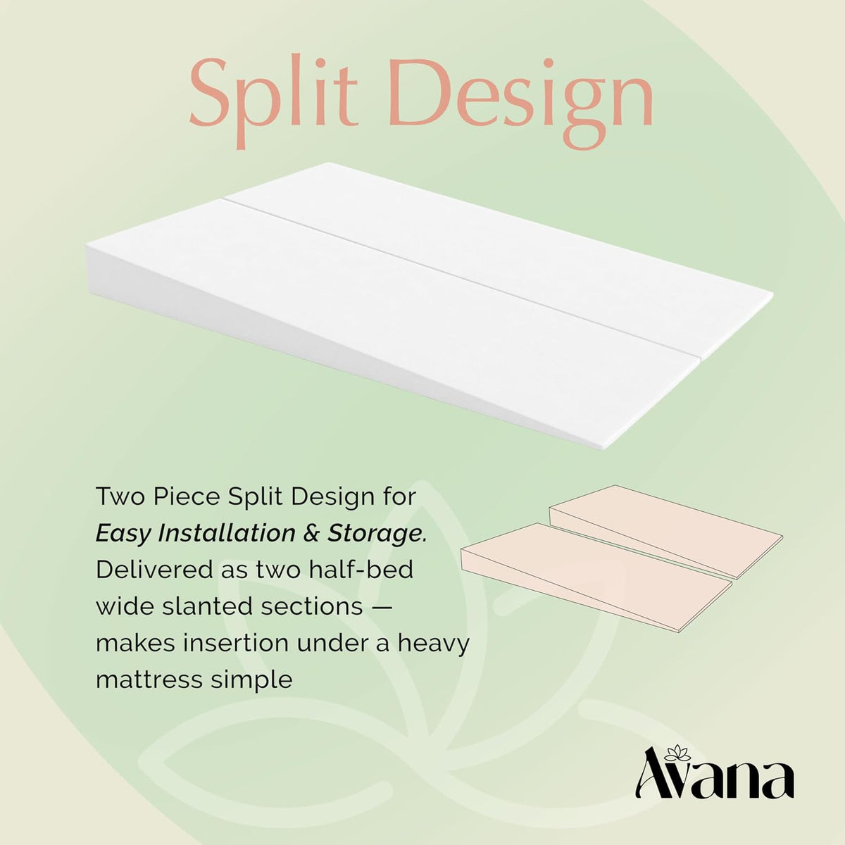 Avana Mattress Elevator 5-Inch - Gentle Incline Under Mattress Support - Riser for Snoring, Acid Reflux, and Sinus Relief, Full