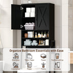 Vabches Metal Frame Over The Toilet Storage Cabinet, Black