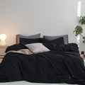 MooMee Upgraded Softer Duvet Cover Set 100% Washed Cotton Twill King