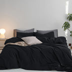 MooMee Upgraded Softer Duvet Cover Set 100% Washed Cotton Twill King