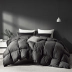 Grey Goose Feather Down Comforter Queen Size, Premium All Season Duvet Insert, 750+ Fill Power 1200TC Cotton Blend Fabric Hotel Style Comforter, 42 Oz Lightweight (90x90, Dark Grey)