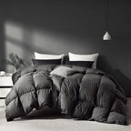 Grey Goose Feather Down Comforter Queen Size, Premium All Season Duvet Insert, 750+ Fill Power 1200TC Cotton Blend Fabric Hotel Style Comforter, 42 Oz Lightweight (90x90, Dark Grey)