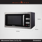 Magic Chef Countertop Microwave Oven, 1.6 Cu Ft, 1100W, Stainless Steel