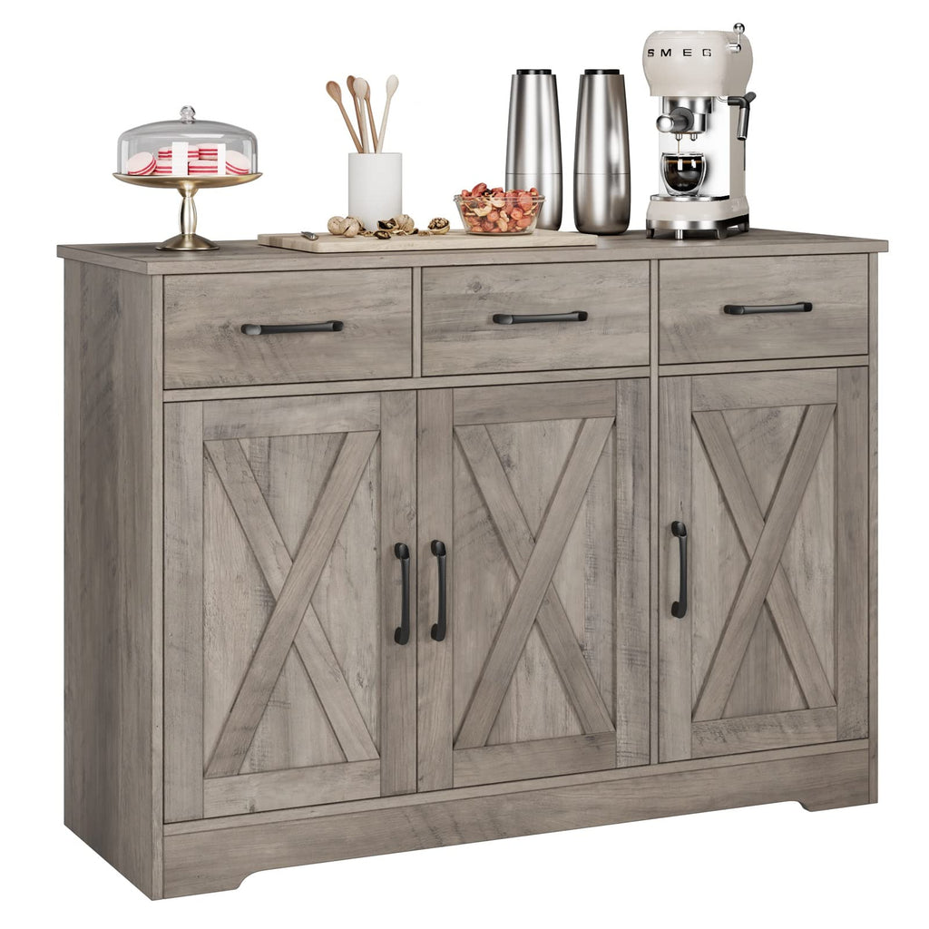 HOSTACK Kitchen Buffet Cabinet with Storage, Sideboard Coffee Bar, White