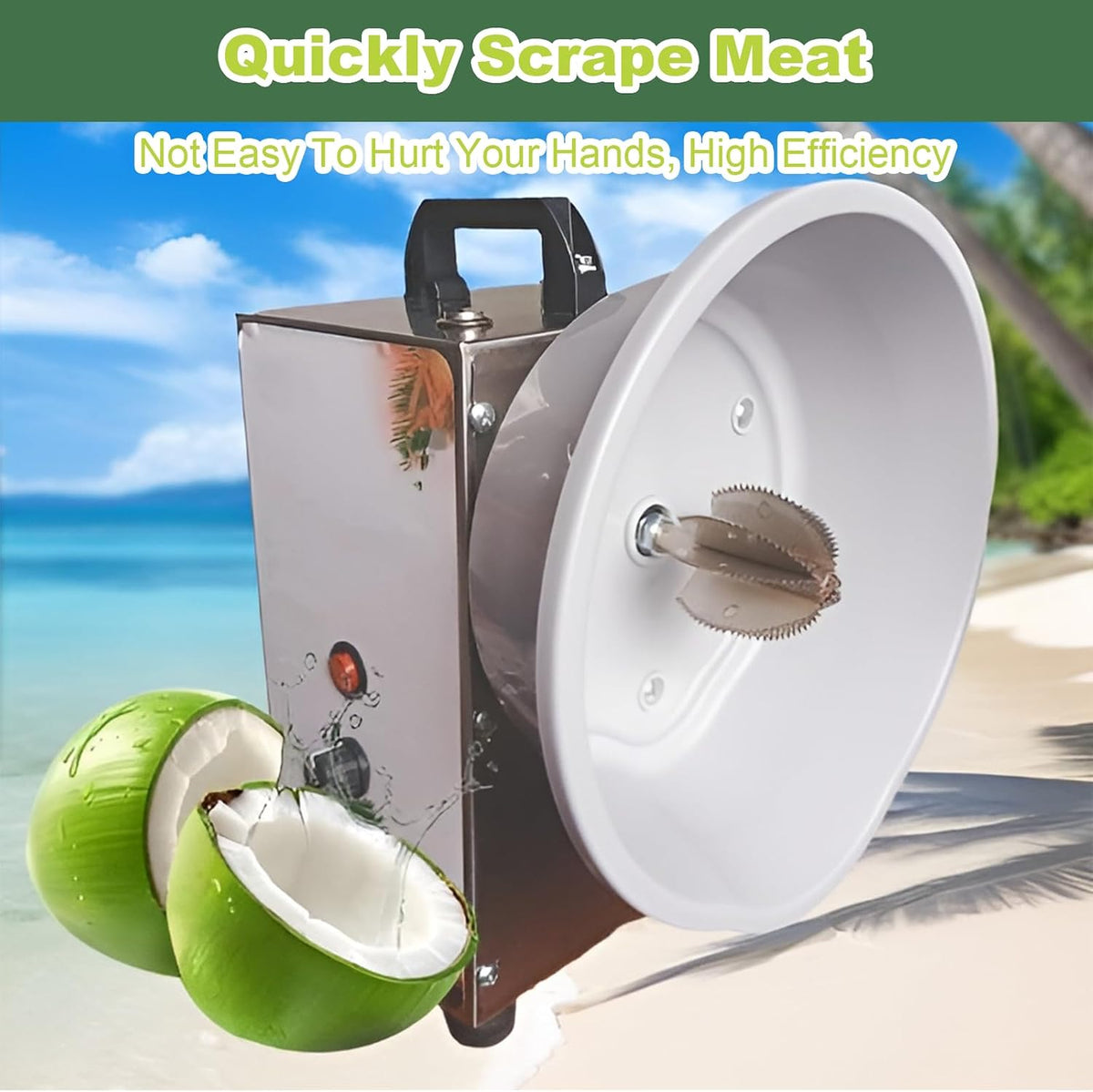 Coconut Scraper Grater, Coconut Processing Machine, 3 Speeds Adjustable, Commercial Electric Coconut Meat Removal Tool