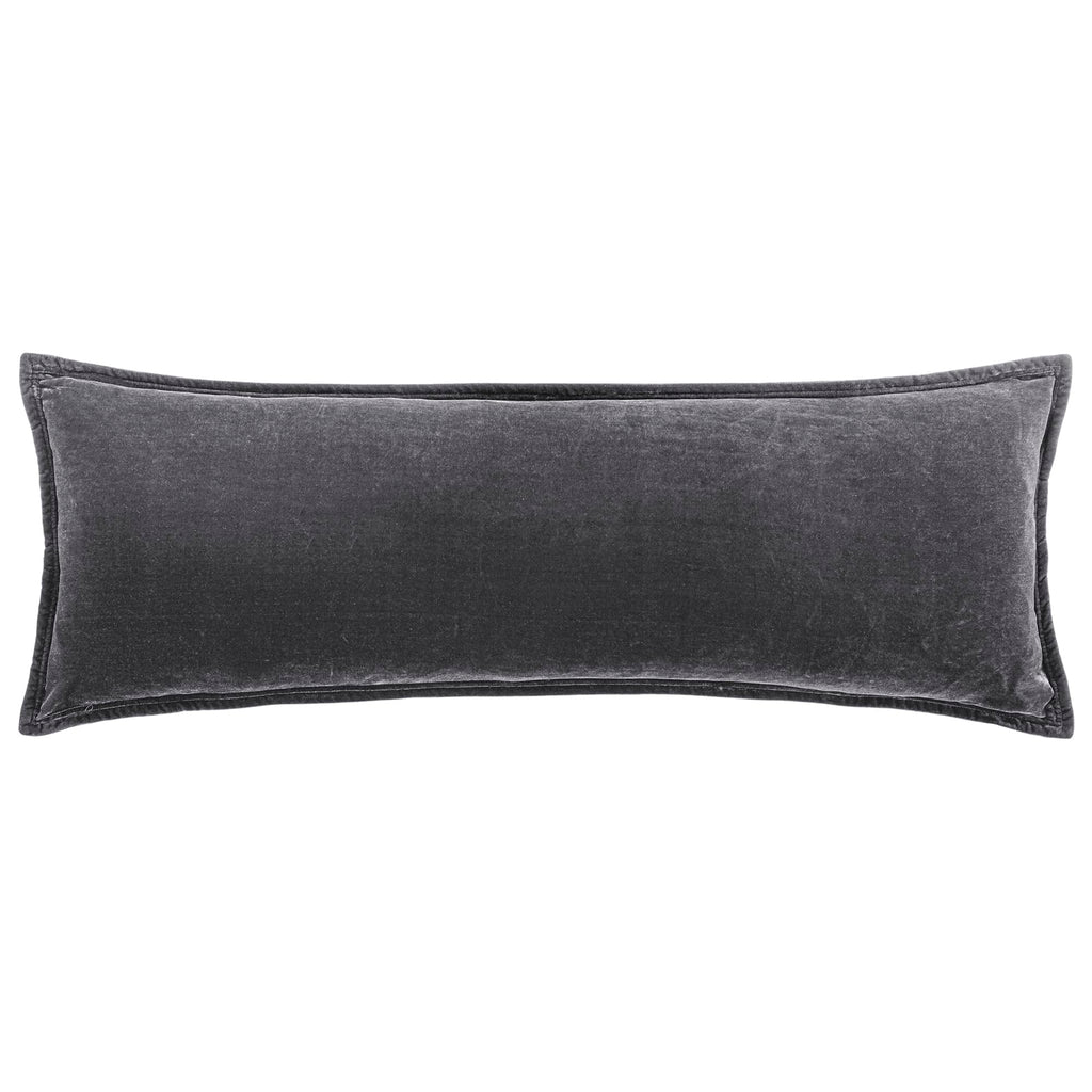HiEnd Accents Stella Faux Silk Velvet Green Ochre Long Lumbar Pillow