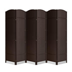 6 Panel Folding Room Divider,Woven Privacy Screen,Light Beige