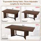 86 in Extendable Dining Table for 6 8 10 People,59"-86" Farmhouse Rectangle Extending Dining Table w/Removable Leaves Space Saving,Wooden Adjustable Tables for Kitchen Office Living Room (Brown)