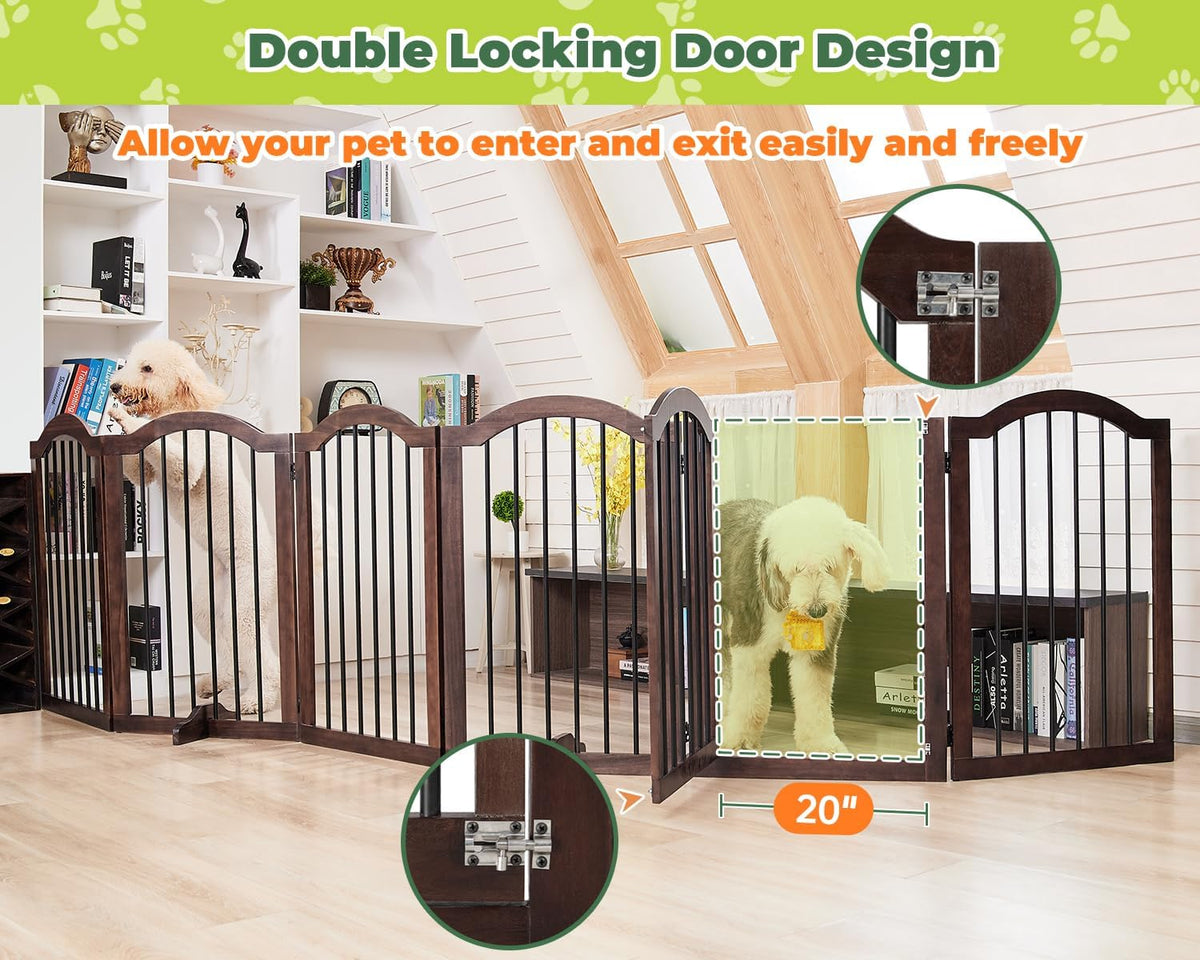 PrimeZone 144" Extra Wide 36" Tall Free Standing Dog Gate Indoor with Door