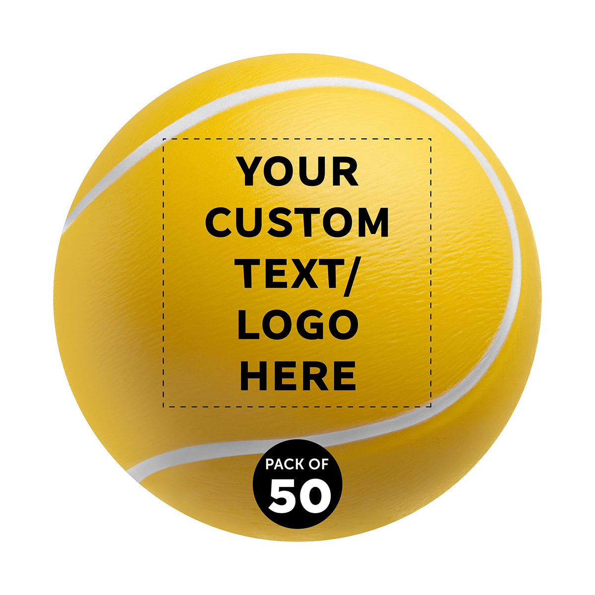 DISCOUNT PROMOS Custom Golf Shaped Squeeze Balls Set of 50, Personalized Bulk Pack - Perfect for Promotional Giveaways - White