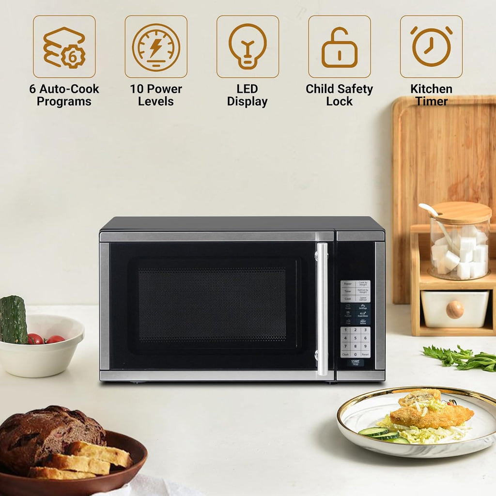 Small Microwave Countertop 0.7 Cu.Ft Compact Microwaves 700W, 6 Auto Menus with One-Touch Express Cook, Child Lock, for Apartment Dorms Small Spaces
