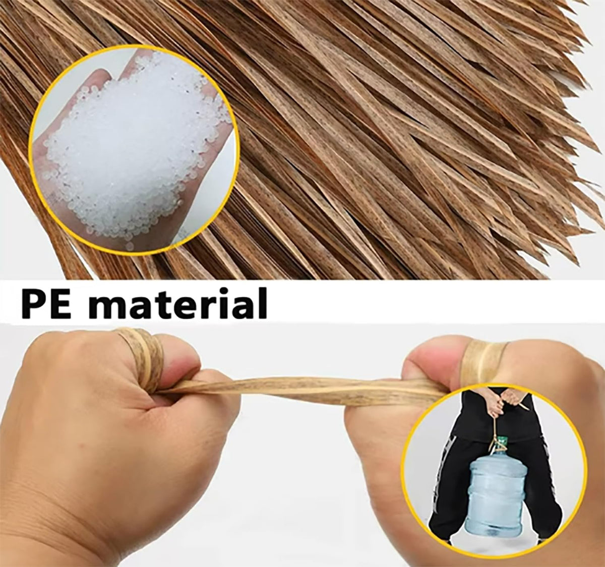 LIUNI Artificial thatch Roofing roll Garden Tiki bar Straw roof thatch roll Artificial Palm roof Leaves for Fencing decking Patio Umbrella Fence Party Decoration(Size:10m/32.8f,Color:Yellow)
